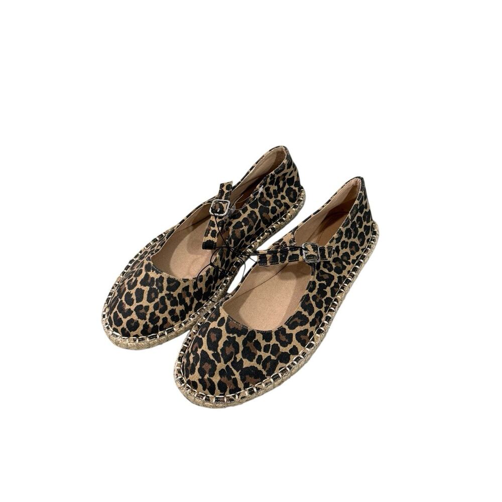 Torrid Leopard Flat Mary Jane Style Espadrille Flats Beach Womens 11 WW New - Picture 2 of 8